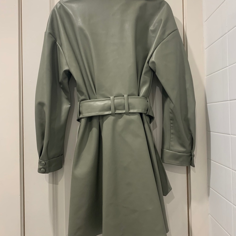 Belted olive green dress